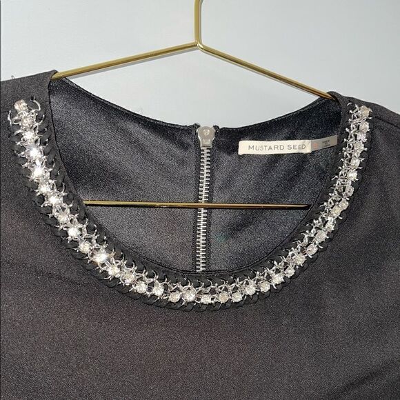 Mustard Seed Embellished Open Long Sleeve Mini Dress - Picture 12 of 16